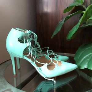 J.Crew Heels Lace Up Leather High Heel Pump Dakota